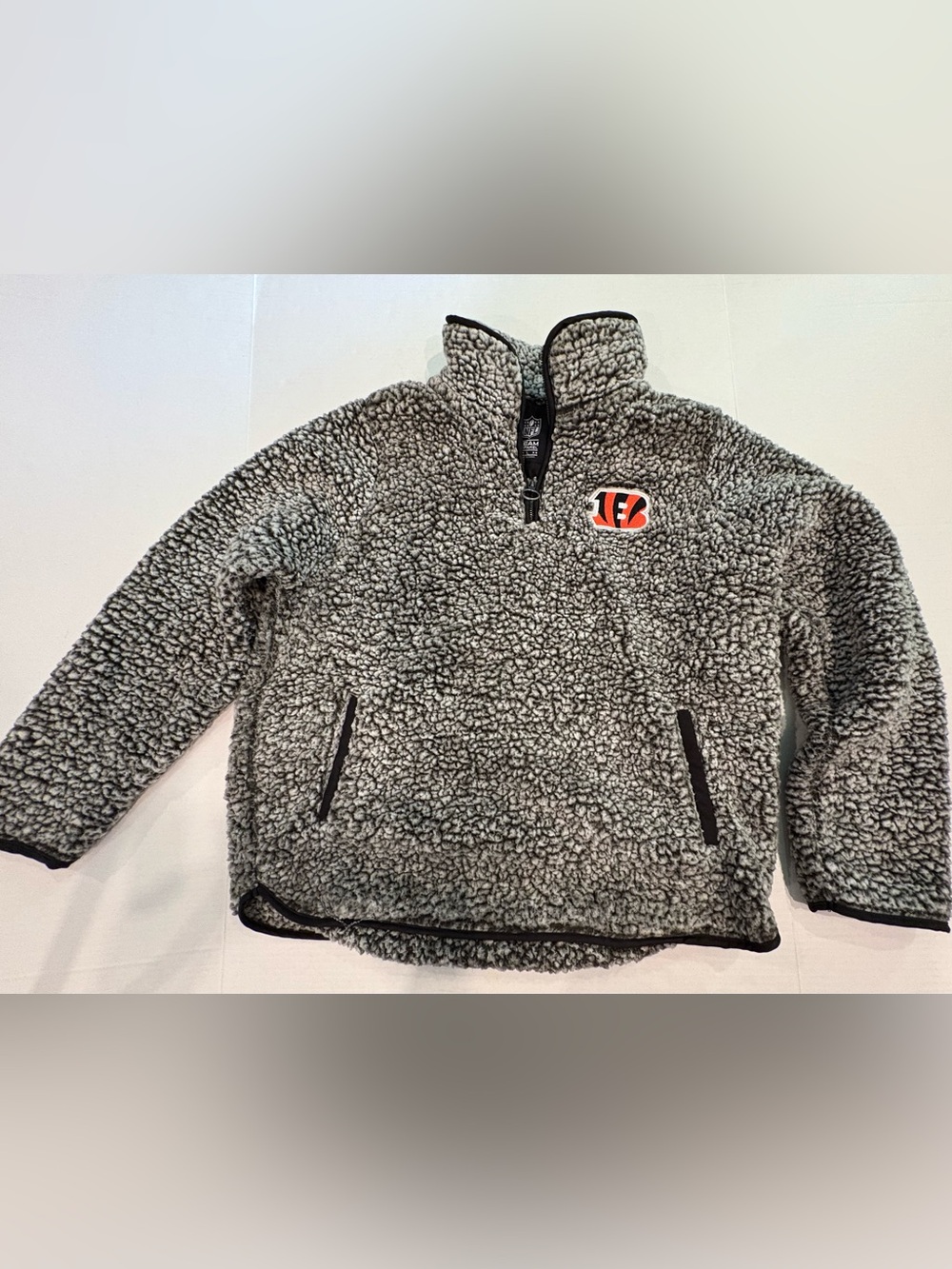 NFL Gray Sherpa Fleece Quarter-Zip Pullover Bengals